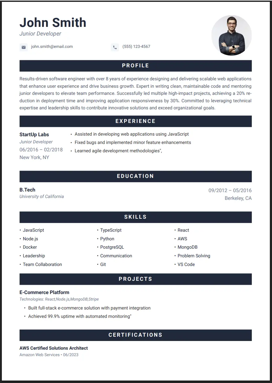 Modern Slate Resume Template