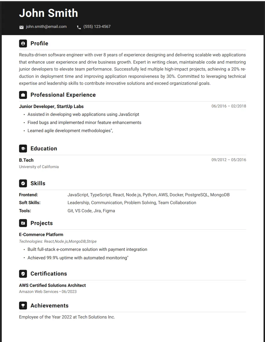 Obsidian Edge Resume Template
