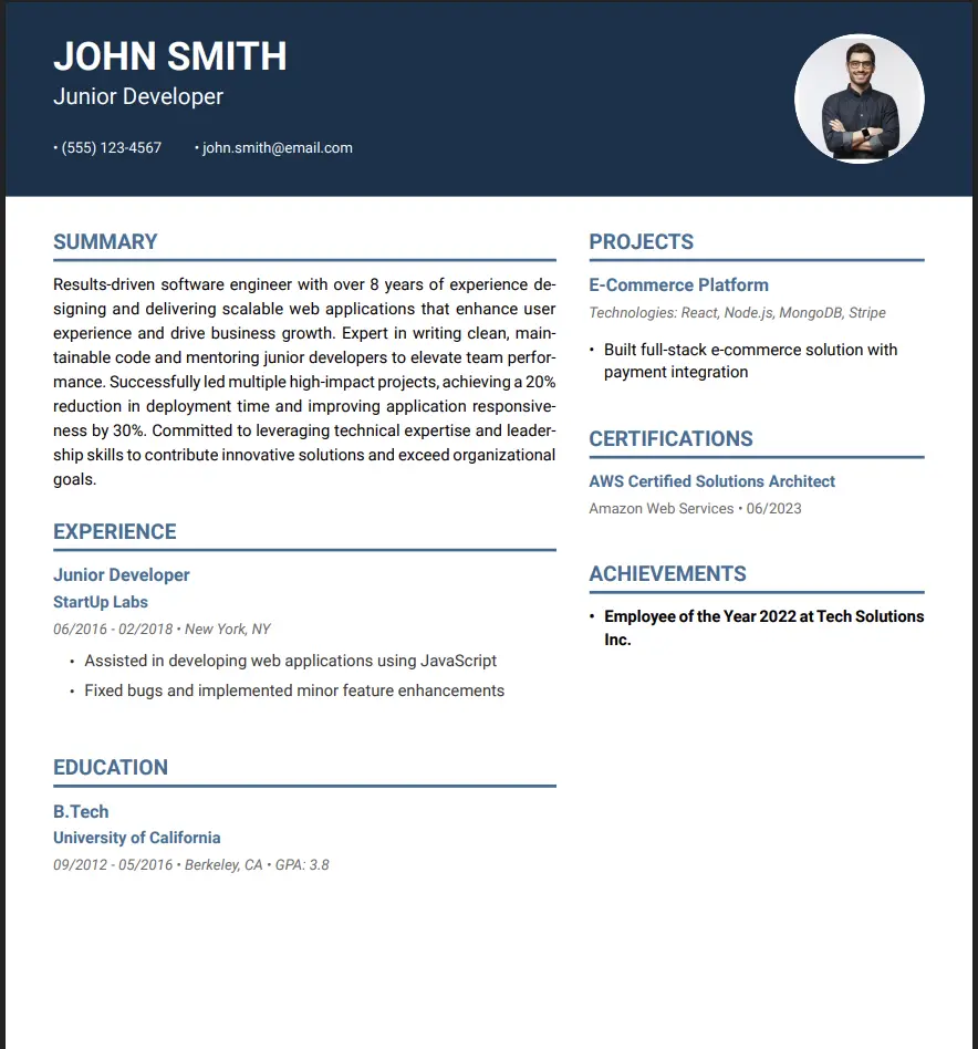 Photo Resume Template