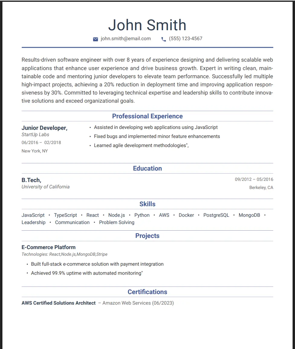 Professional Blue Resume Template